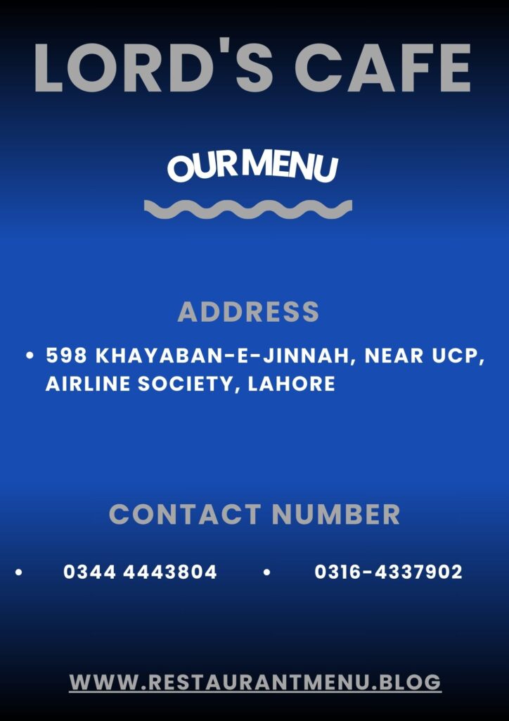 Lord's Cafe Menu