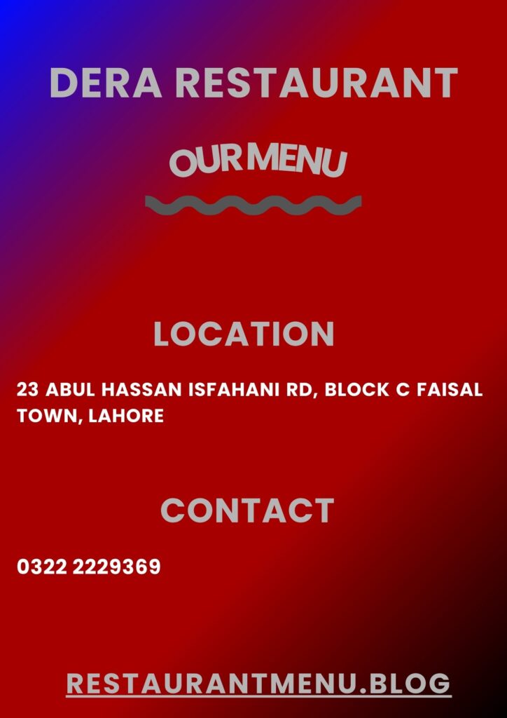Dera Restaurant Menu