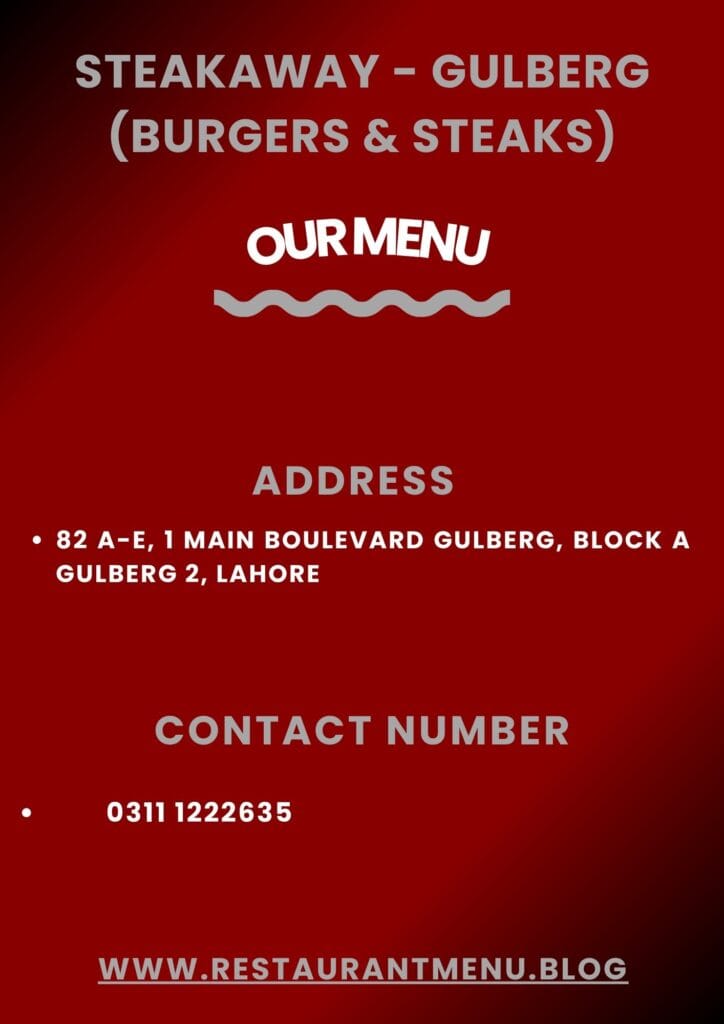 Steak Away - Gulberg Menu