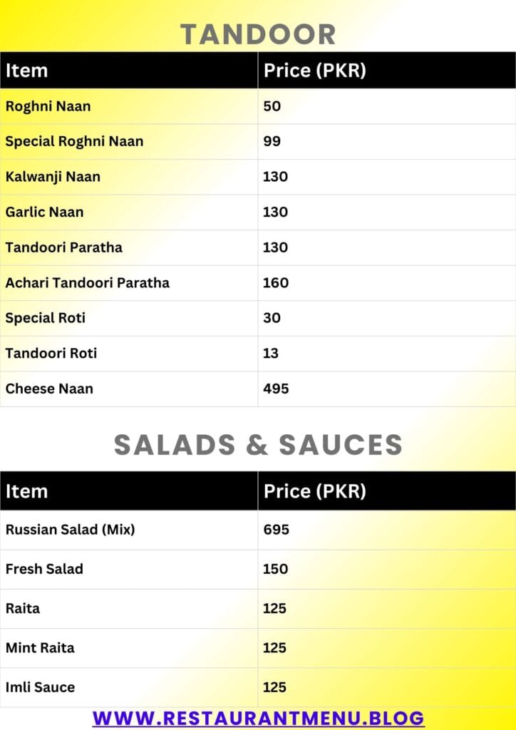 Baba Tikkah Menu