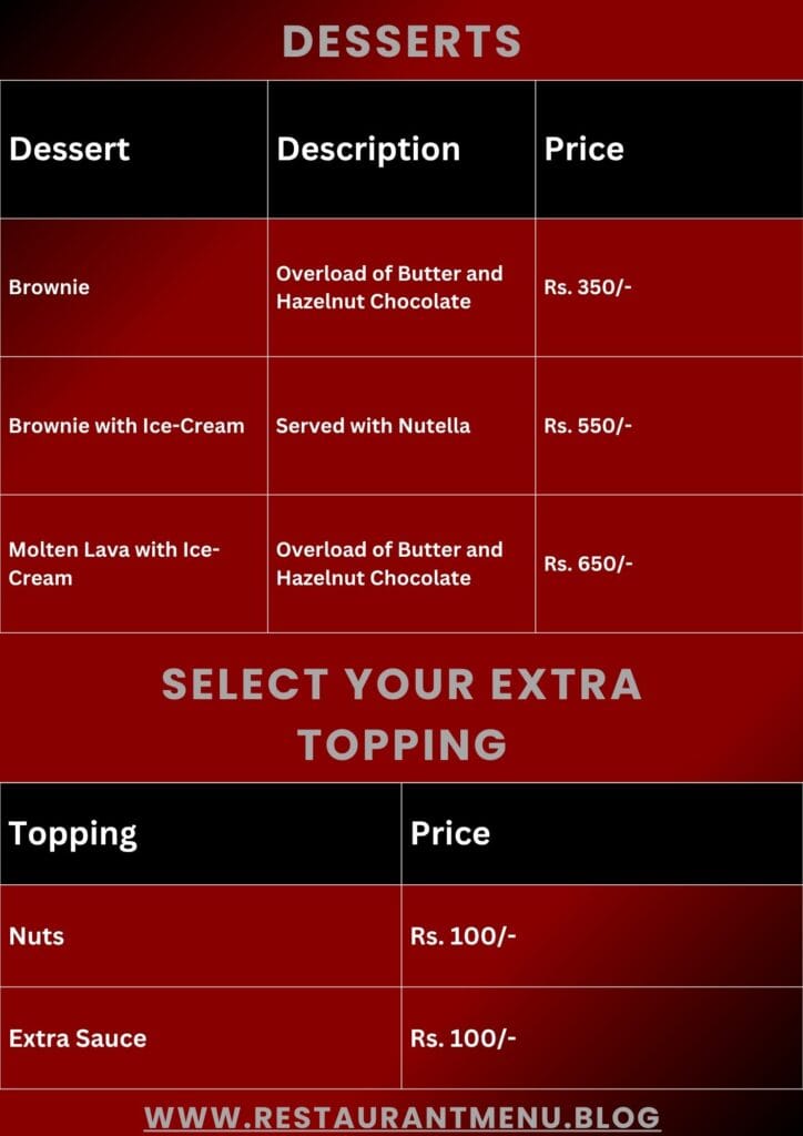 Steak Away Menu