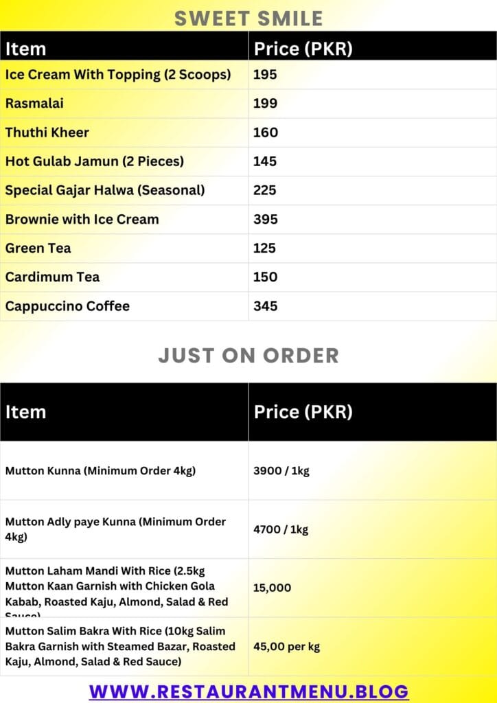 Baba Tikkah Menu