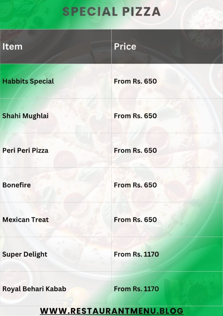Habbits Cafe Menu