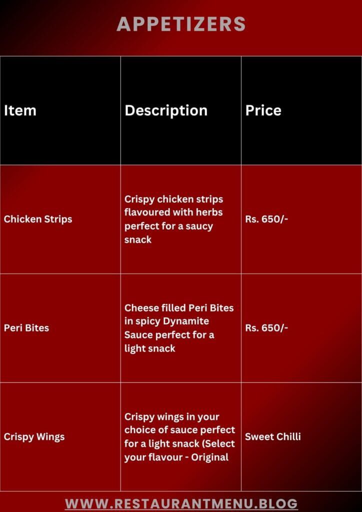 Steak Away Menu