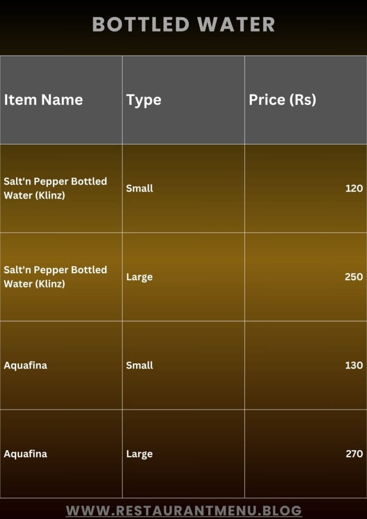 Salt'n Pepper Menu