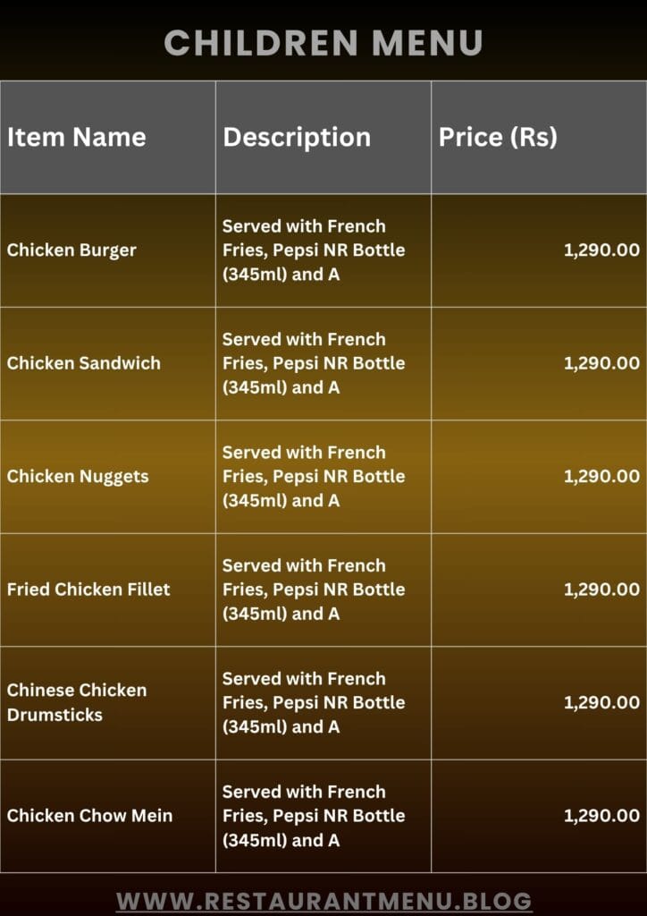 Salt'n Pepper Menu