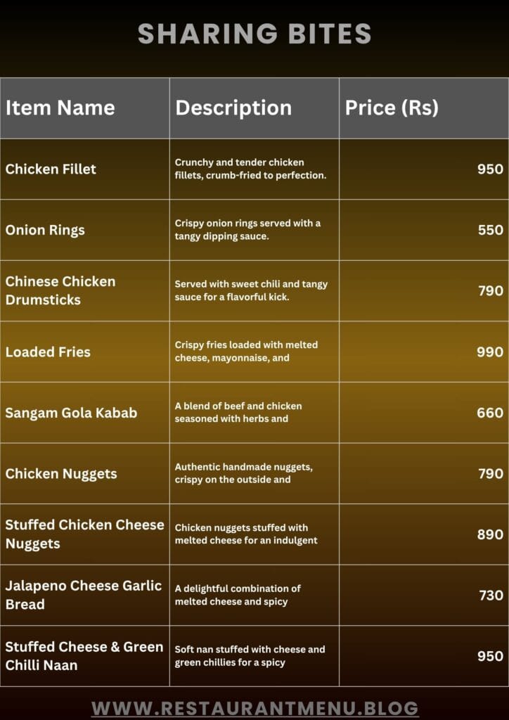 Salt'n Pepper Menu