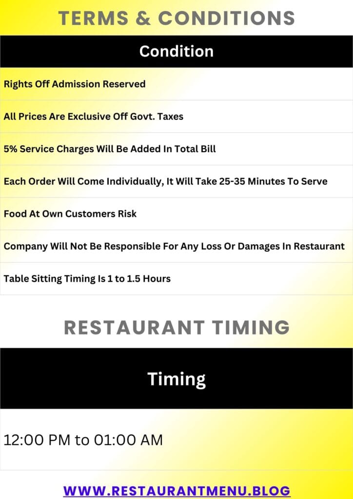 Baba Tikkah Menu