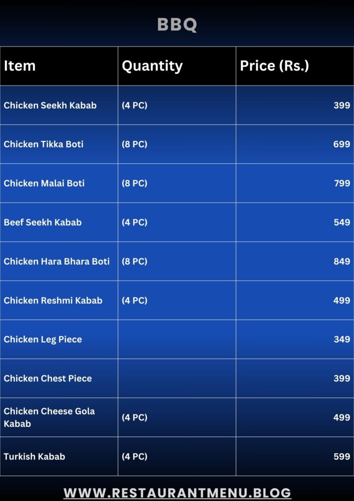 Lord's Menu