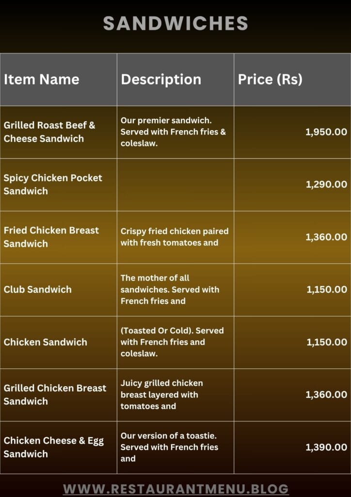 Salt'n Pepper Menu