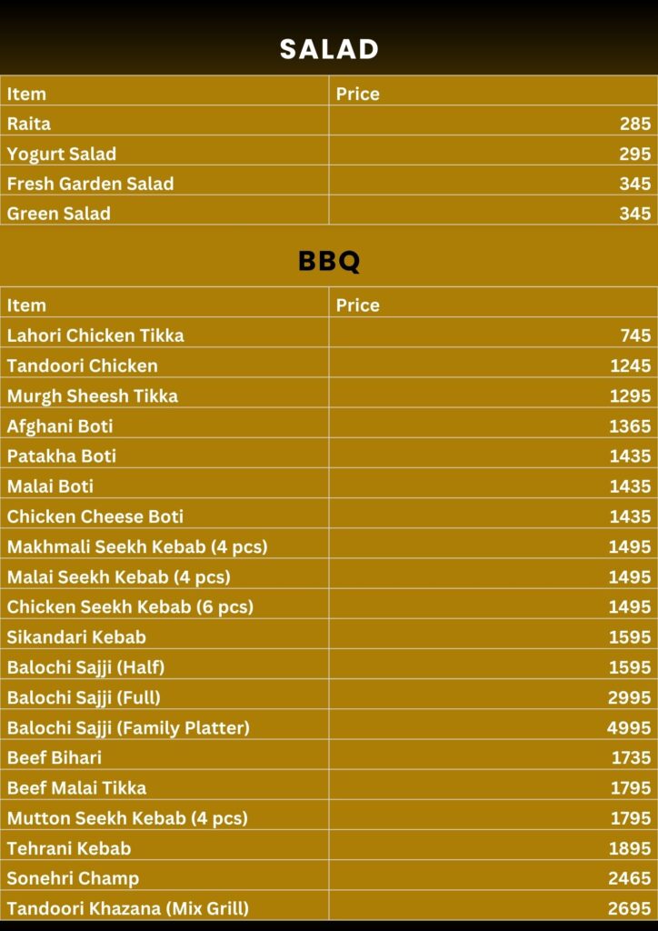 Junoon Heritage Menu