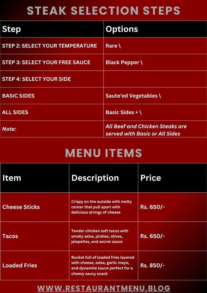 Steak Away Menu