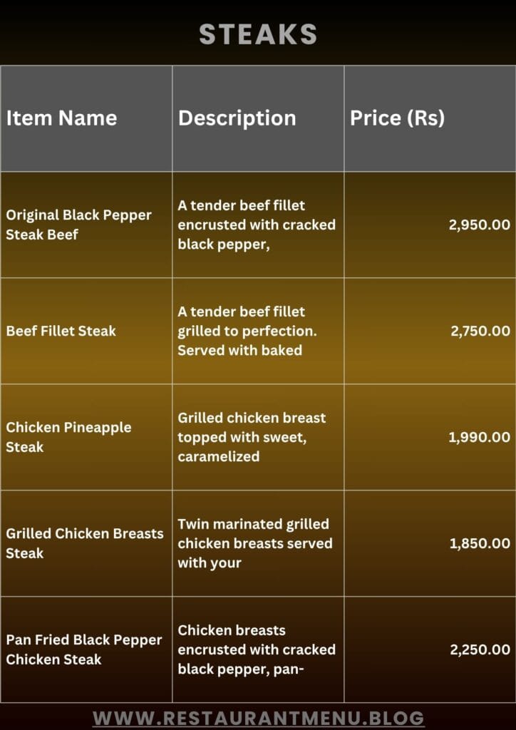 Salt'n Pepper Menu