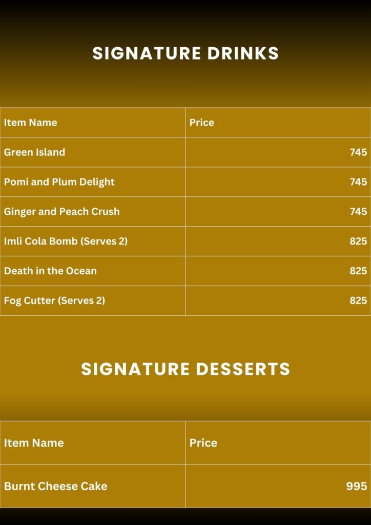 Junoon Heritage Menu