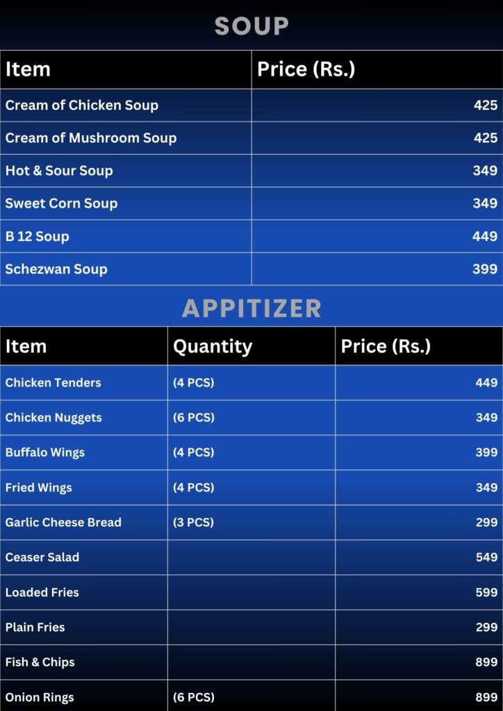 Lord's Menu