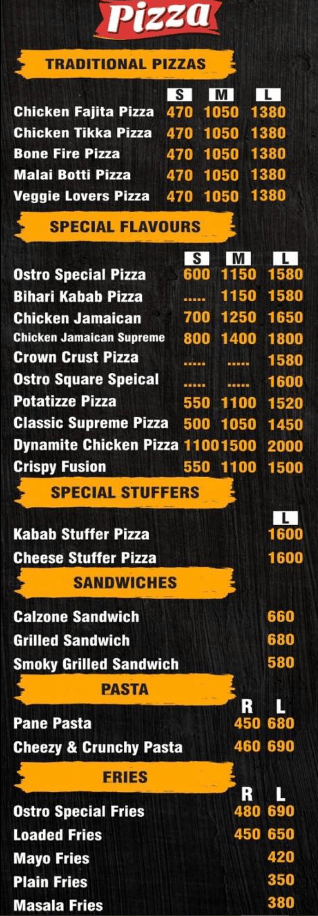 Ostro Grill Menu