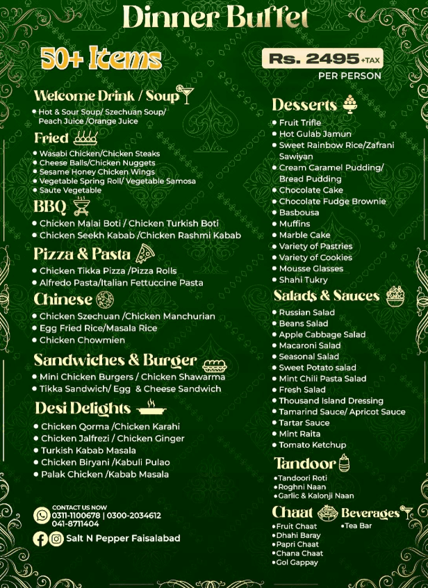 Salt'n Pepper Menu