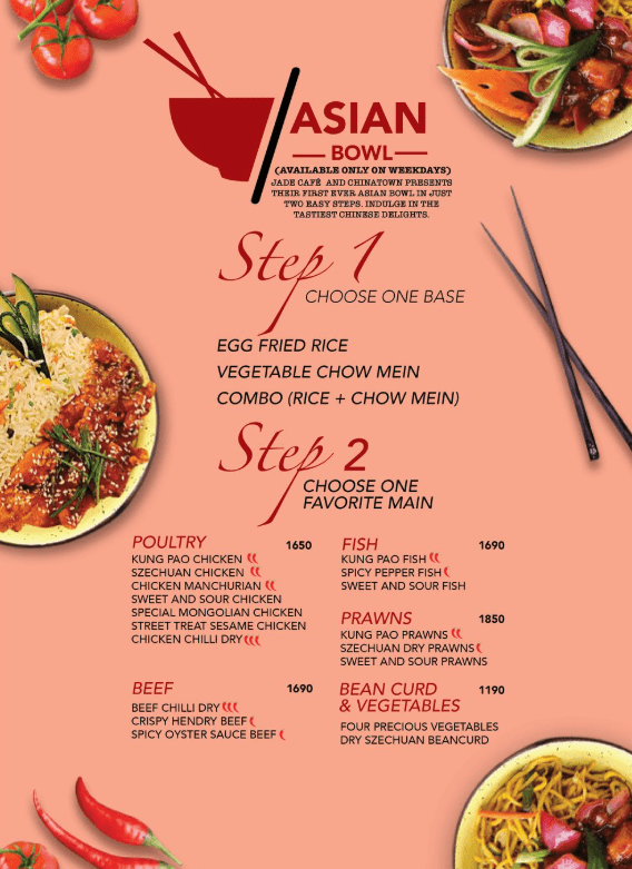 Jade Cafe China Town Menu