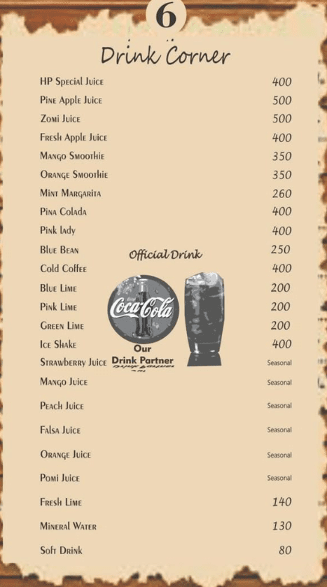 Cafe Huqa Pani Menu