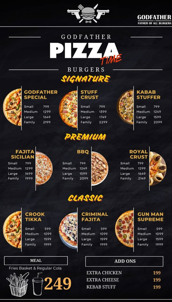 Godfather Burgers Menu
