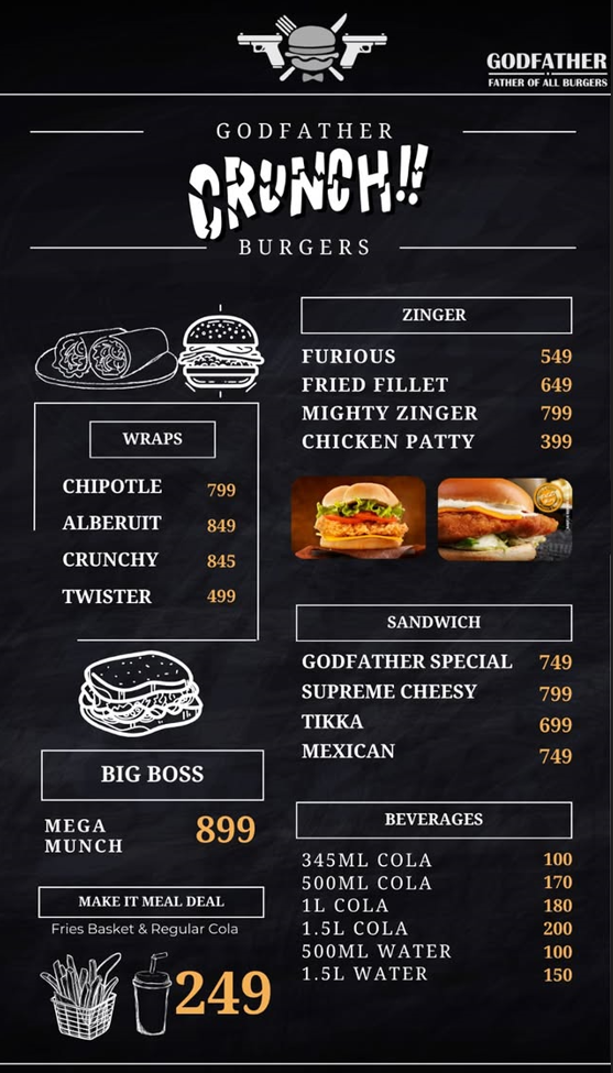 Godfather Burgers Menu