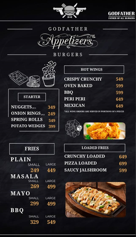Godfather Burgers Menu