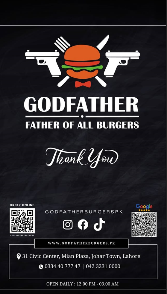 Godfather Burgers Menu