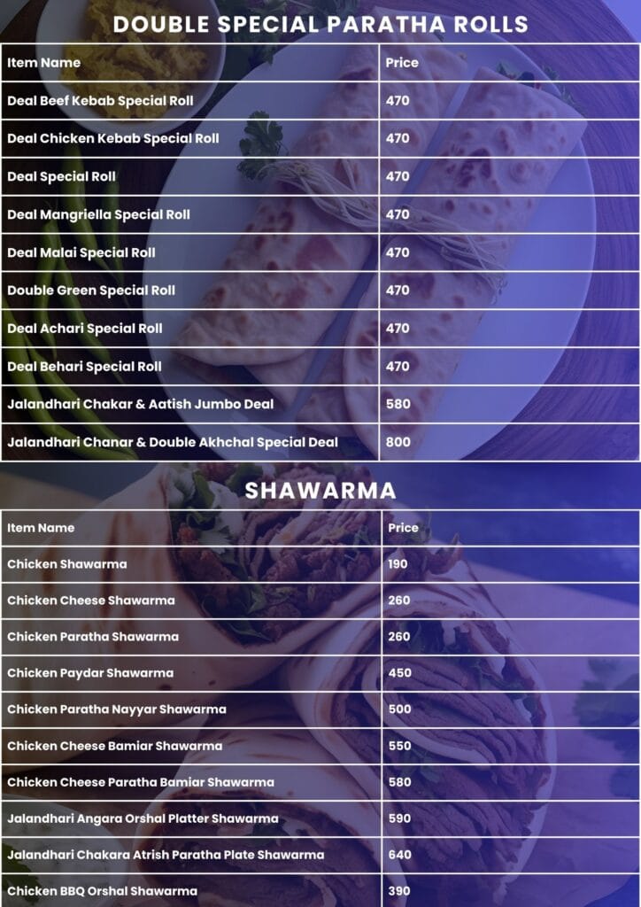 Jalandhari Chatkhara Menu