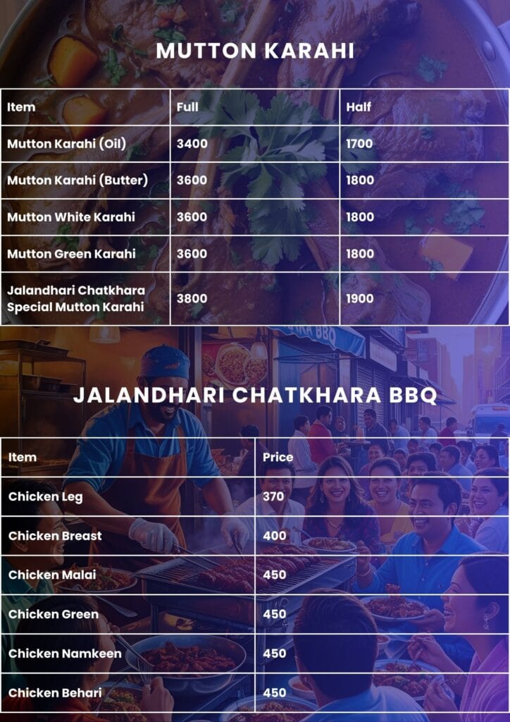 Jalandhari Chatkhara Menu