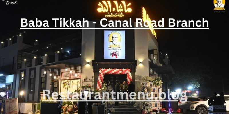 Baba Tikkah Restaurant Menu - Canal Road Branch