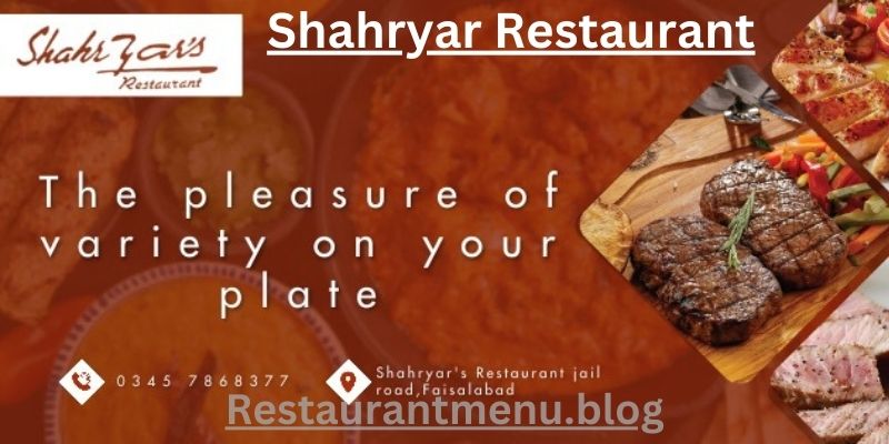 Shahryar Restaurant Menu