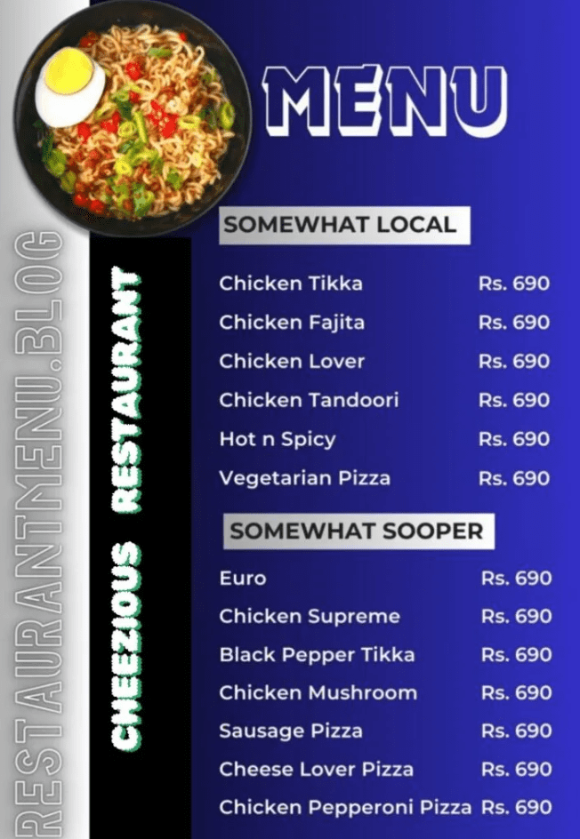 Cheezious (J3) Menu