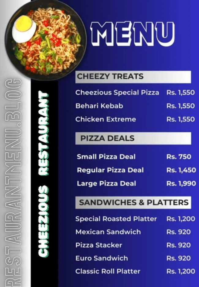Cheezious (J3) Menu