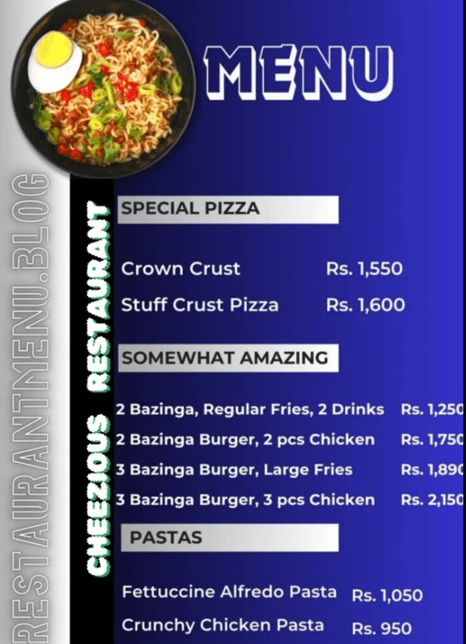 Cheezious (J3) Menu