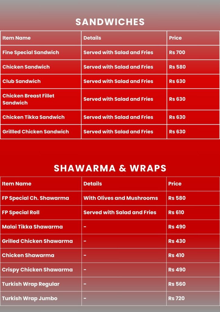Pizza Family Menu