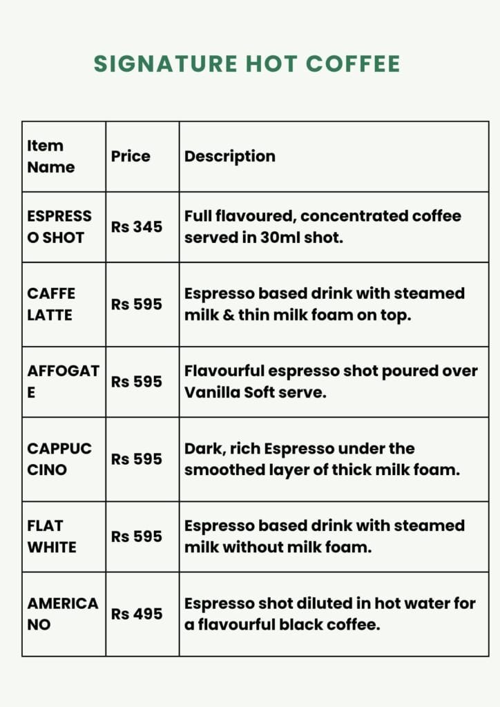 Kurtos Menu