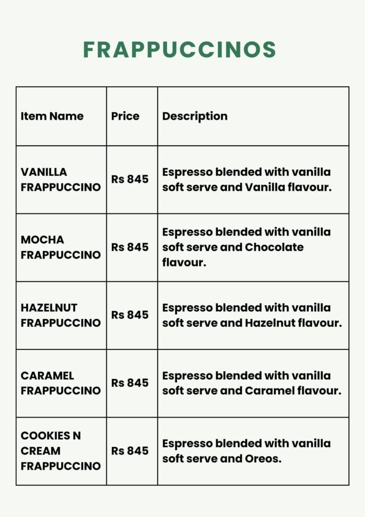 Kurtos Menu