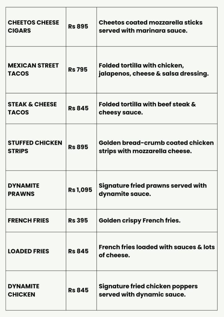 Kurtos Menu