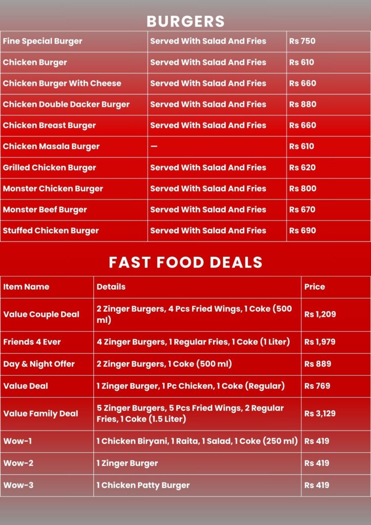 Pizza Family Menu