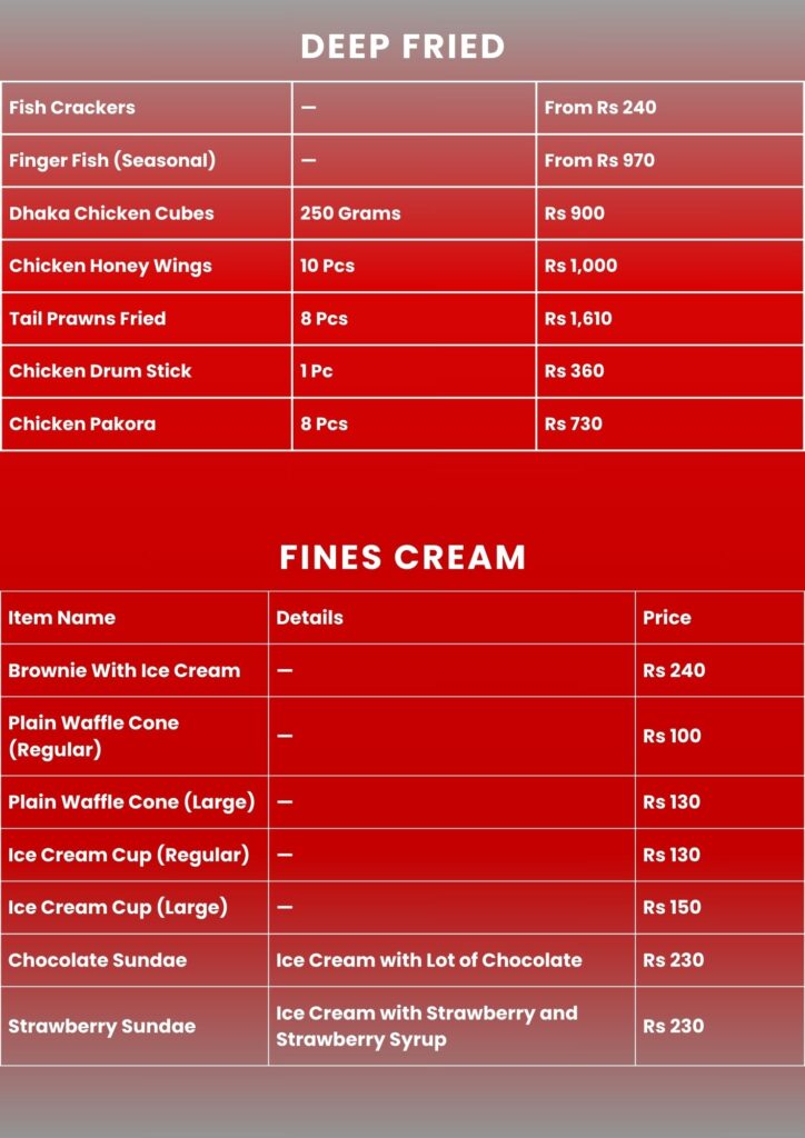 Pizza Family Menu