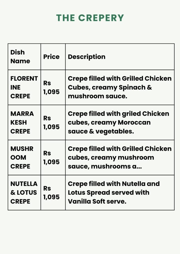 Kurtos Menu