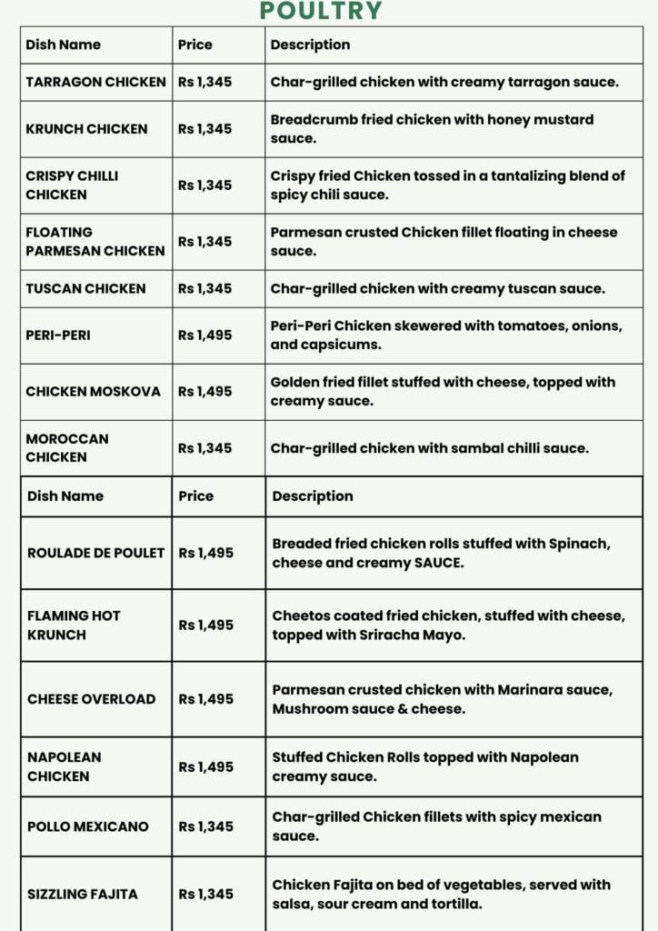 Kurtos Menu