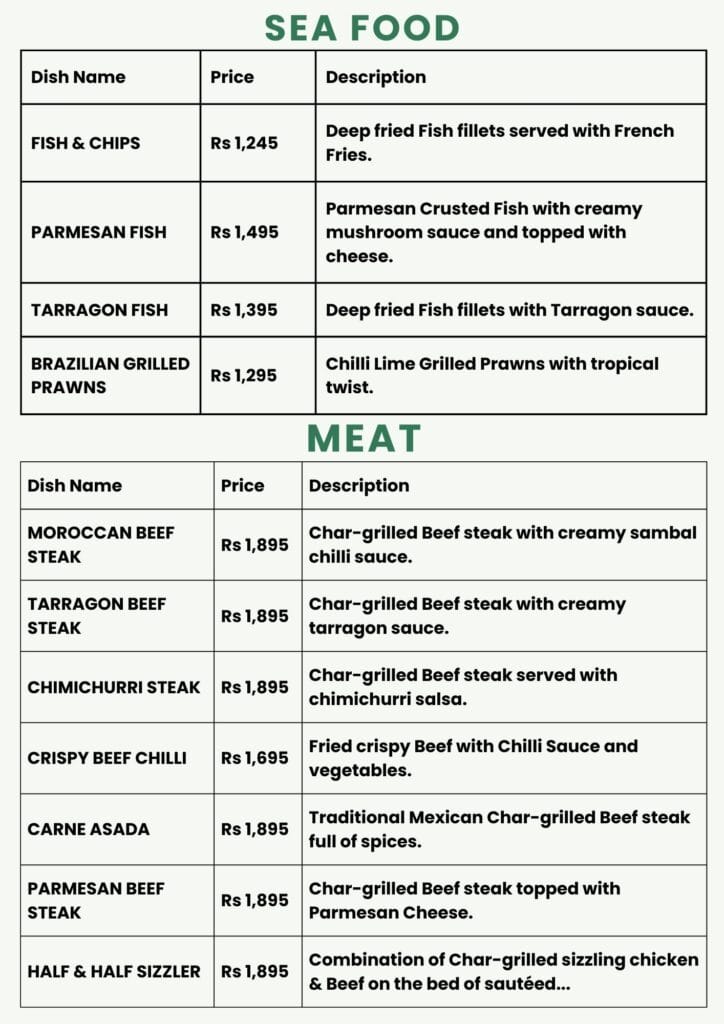 Kurtos Menu