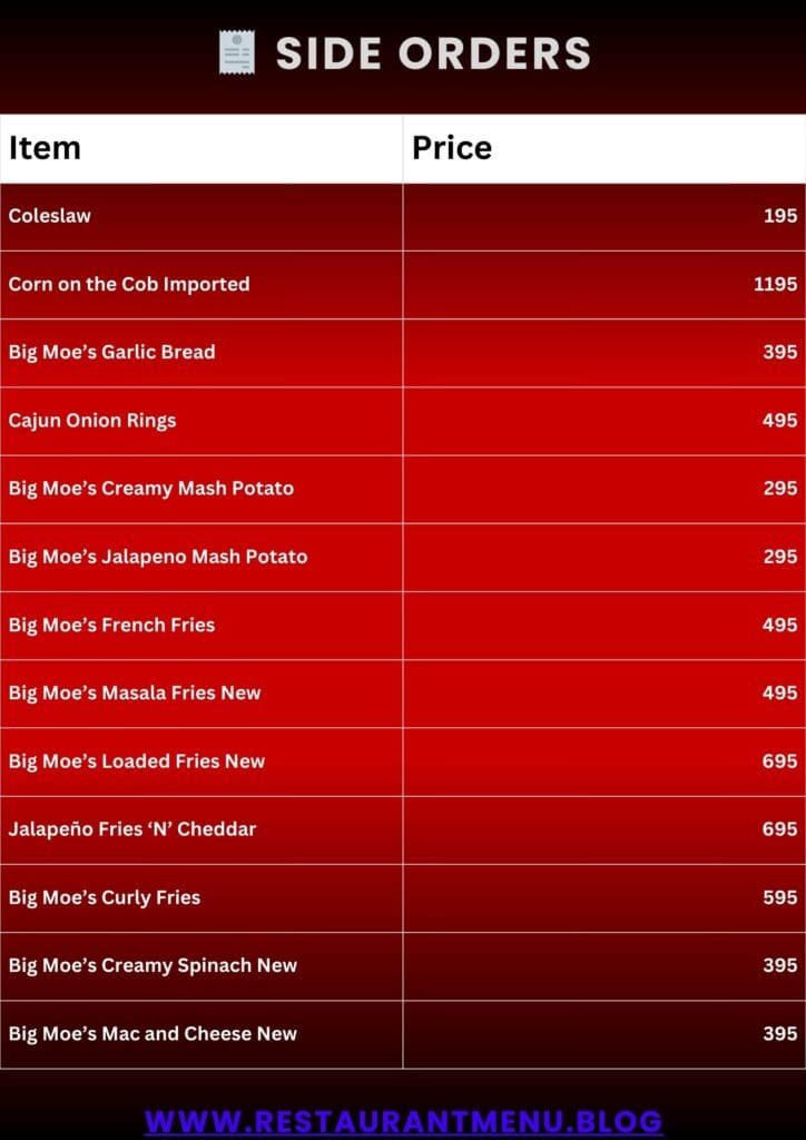 Big Moe's Menu