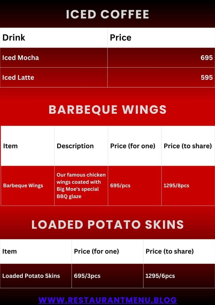 Big Moe's Menu