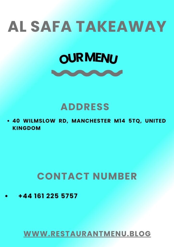 Al Safa Takeaway Restaurant Menu