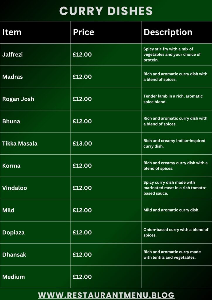 Al-Madina Menu