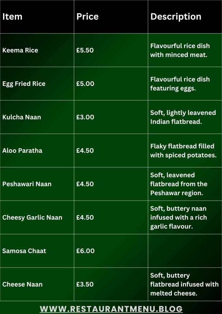 Al-Madina Menu