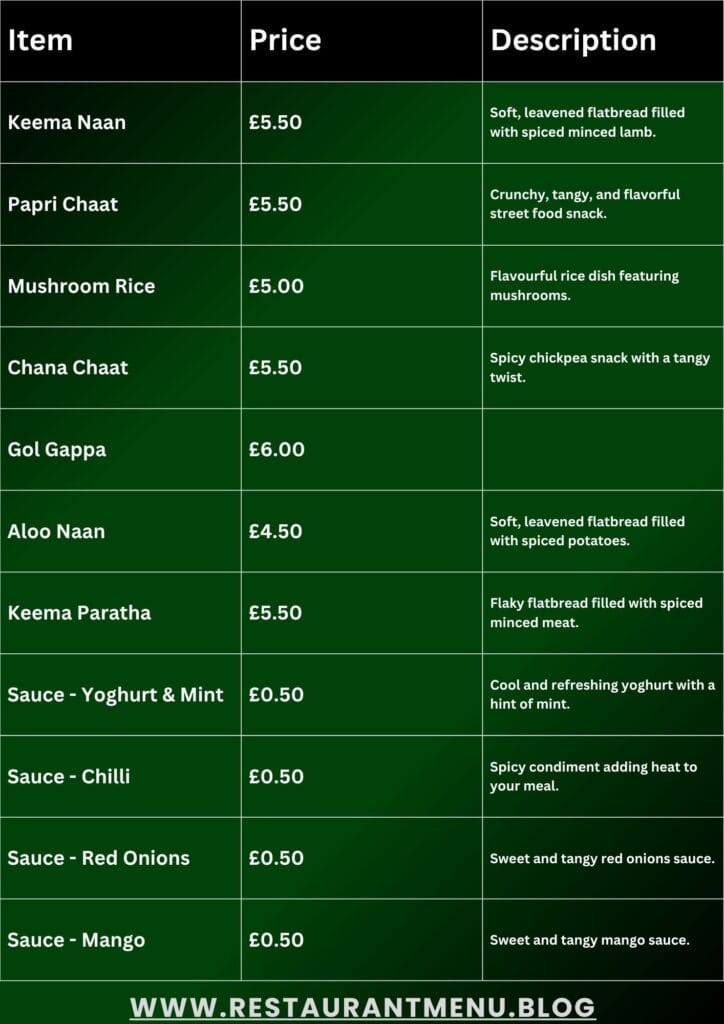 Al-Madina Menu