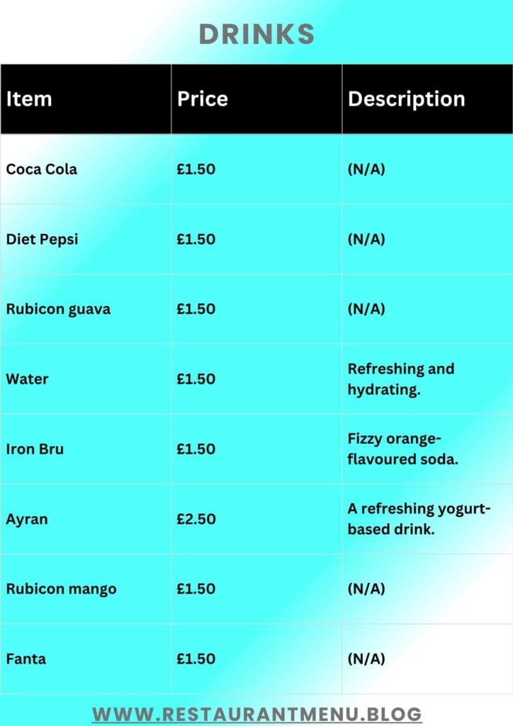 Al Safa Takeaway Menu